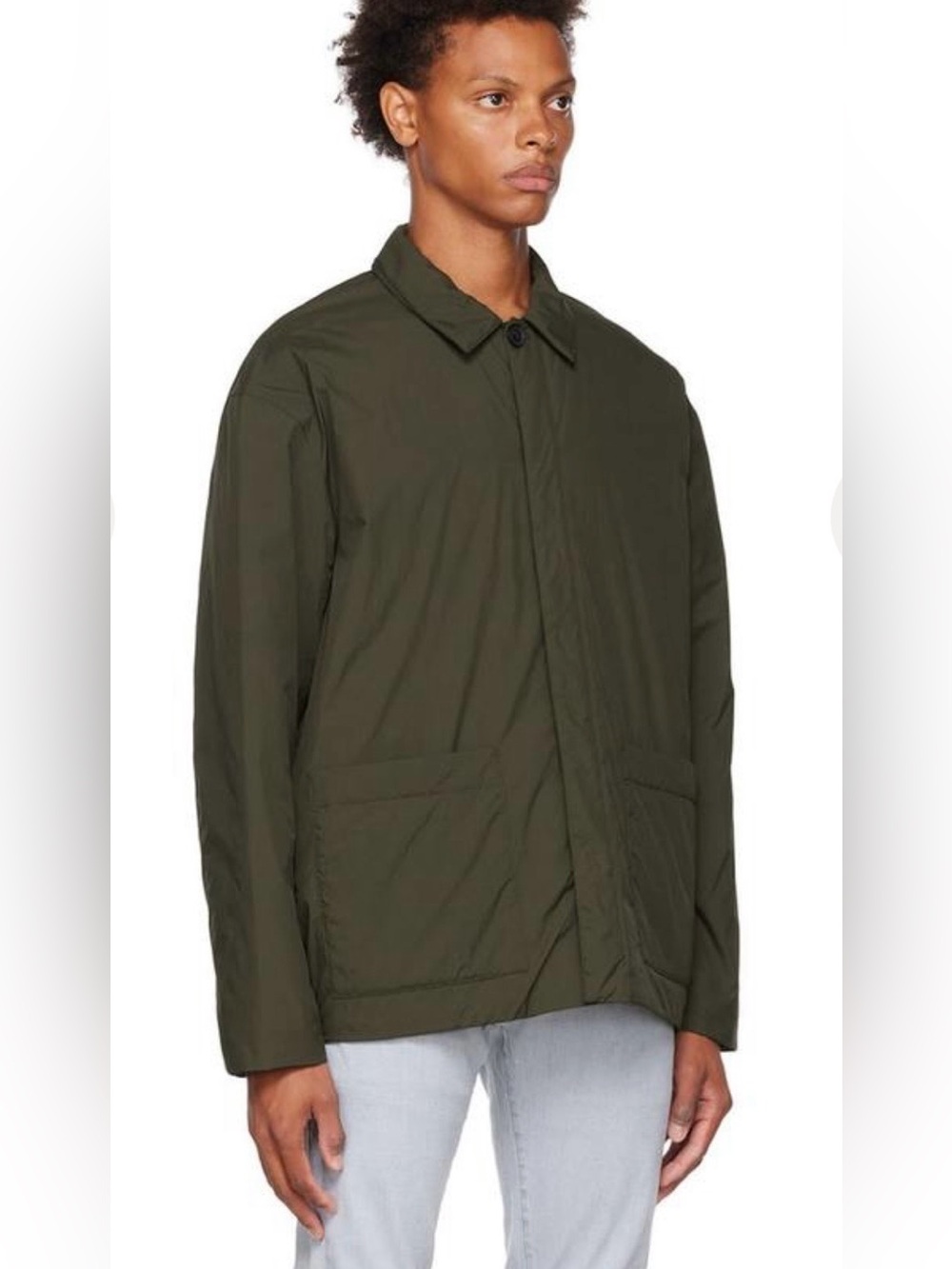 Frame Puffy Workwear Jacket Snap Front Military Green Sz Large